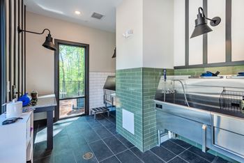 a kitchen with a stove and a sink at The Livano Tryon, Charlotte, NC